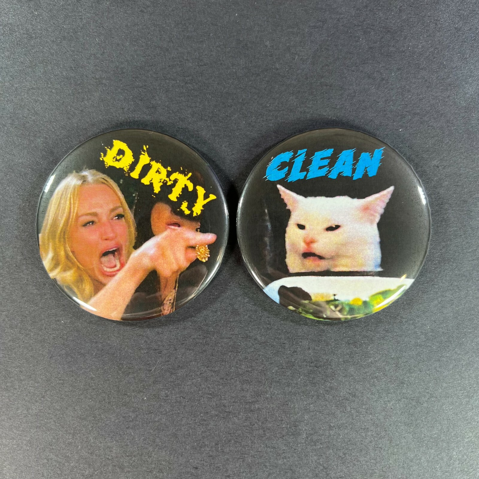Woman Yelling At Cat Meme 2.25″ Dishwasher Magnet Set (Dirty and Clean)