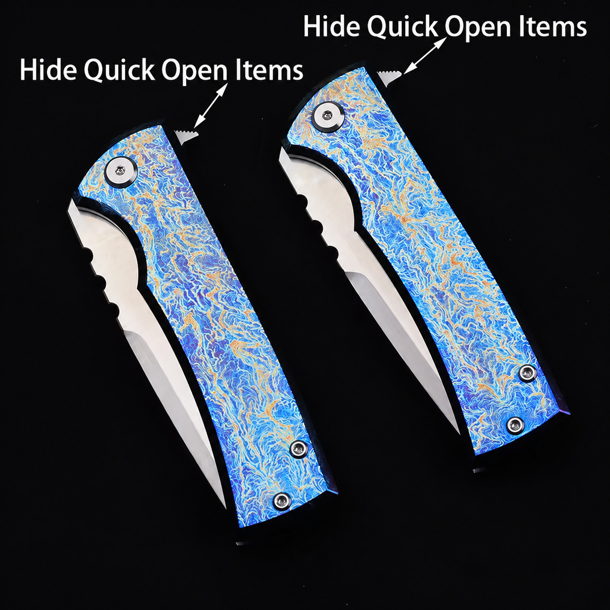 New TC4 Titanium Blue Anodized Custom Handle Tactical Outdoor EDC Pocket Knife