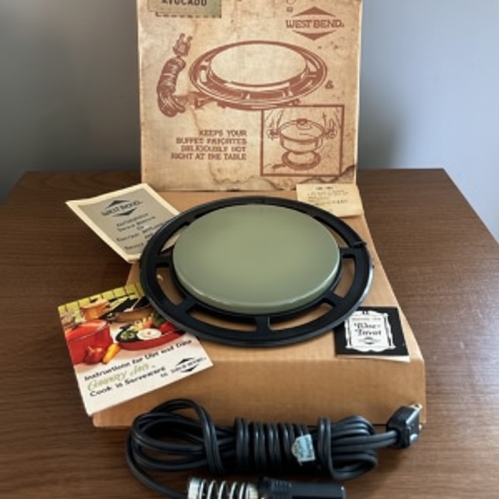 Vintage Country Inn by West Bend Avocado Electric-Trivet No.3324 With Box
