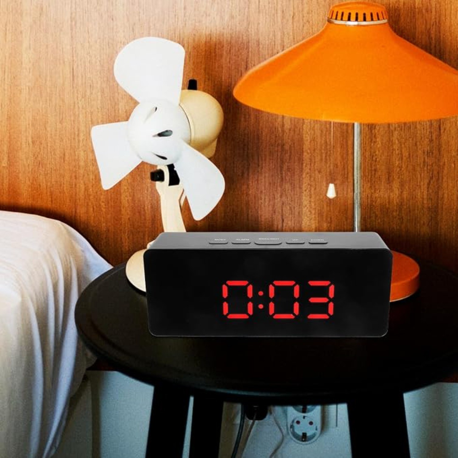 LED Digital Alarm Clock with Mirror Screen Electric Clock for Bedroom Office