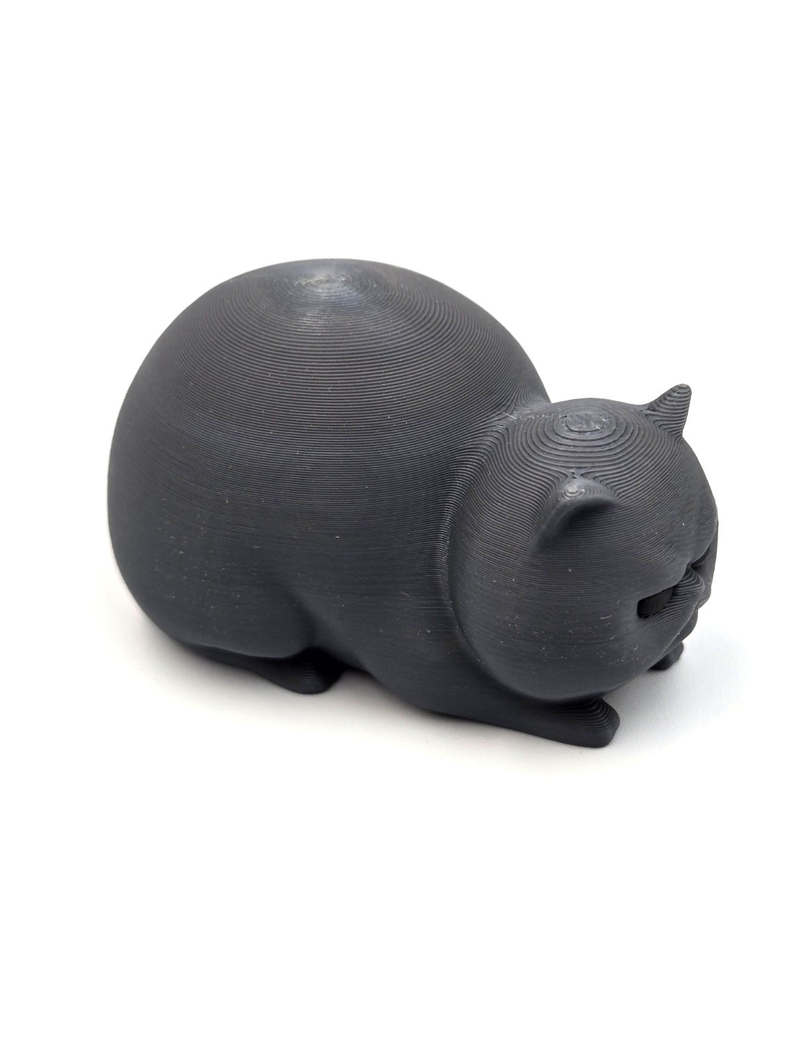 3D Printed Angry Chubby Cat Figurine, 3.54″ X 1.77″, Gray