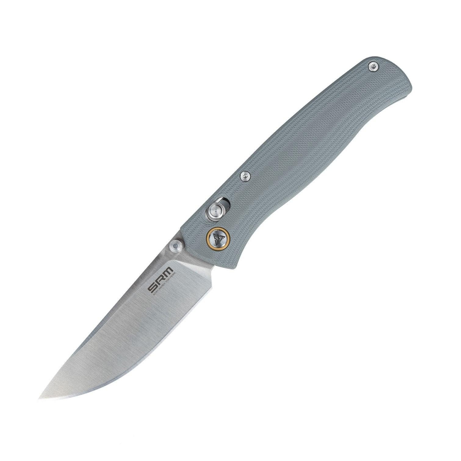 SRM Knives 255L-GK2 Folding Knife 3¼” Brushed 10Cr15CoMoV Steel Blade G10 Handle