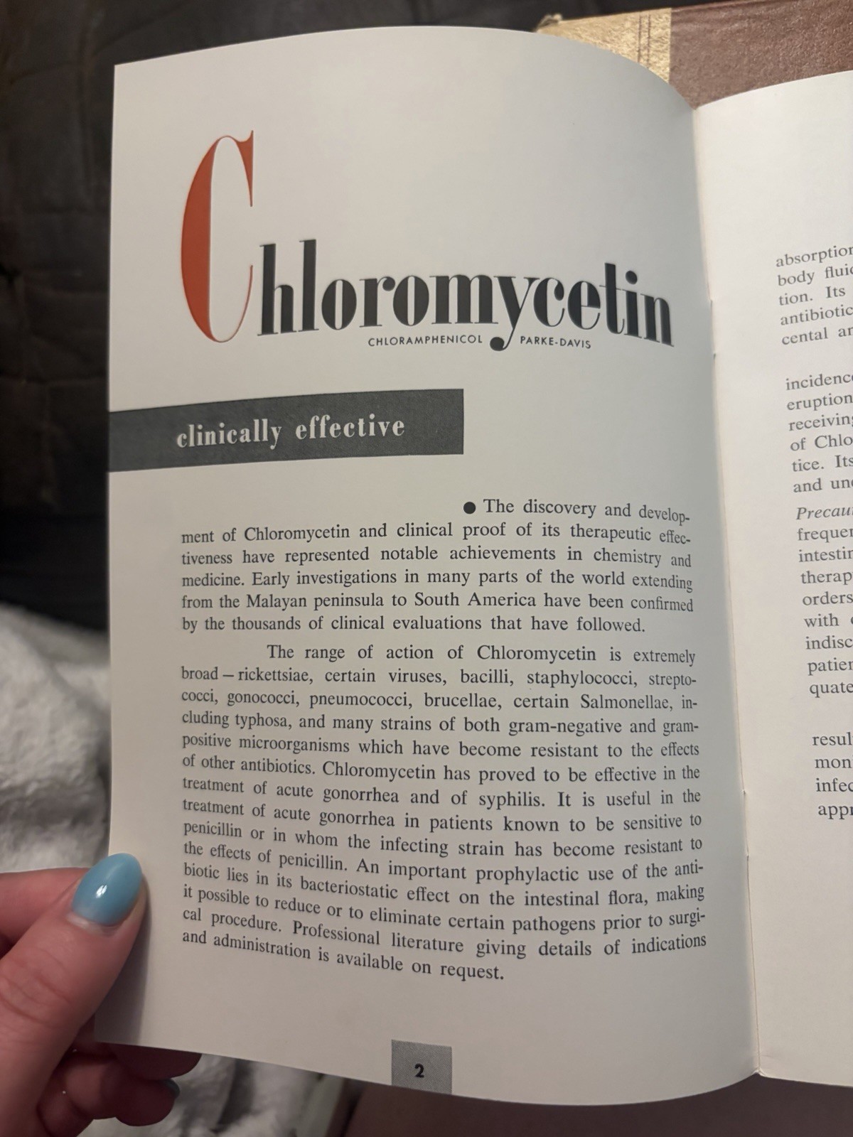 Chloromycetin Clinically Effective Advertising Ink Blotter – Green White Black