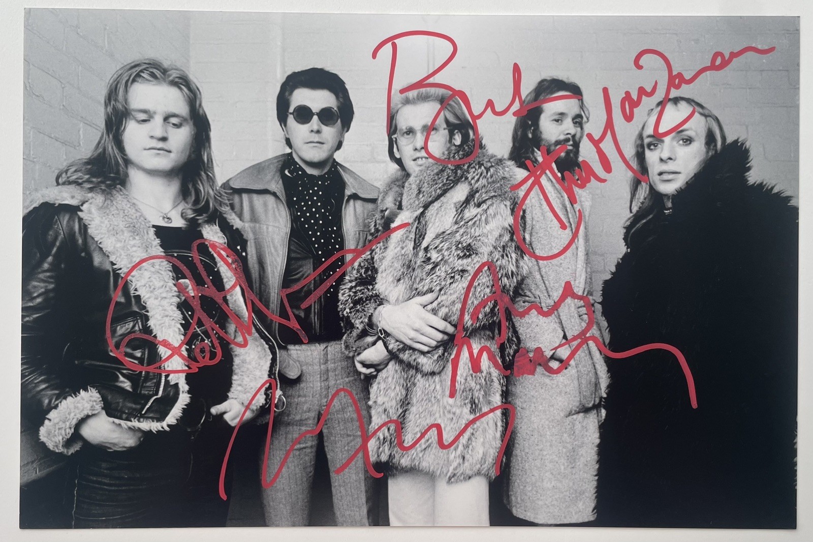 SIGNED ROXY MUSIC FERRY ENO MANZANERA MACKAY THOMPSON 12×8 PHOTO RARE AUTHENTIC