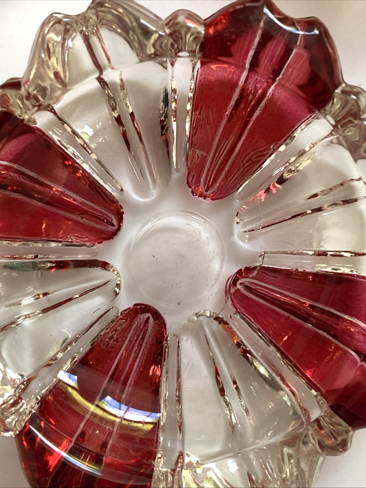 V.RARE ~ Vtg Ruby Flash Glass 3 Stacking Ashtrays ?Anchor Hocking Old Cafe