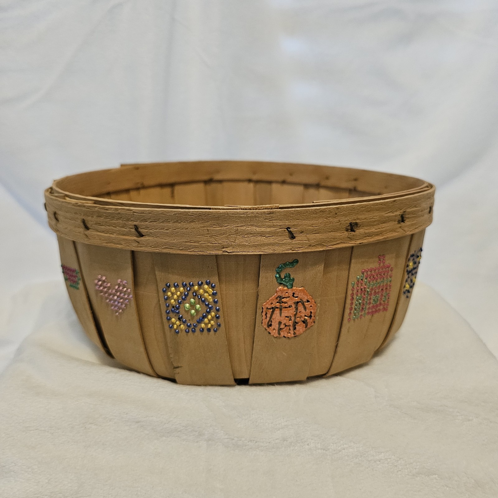 Splint Wood Basket All Occasion Decor Painted, Texas Basket Co. 10 In Diam.