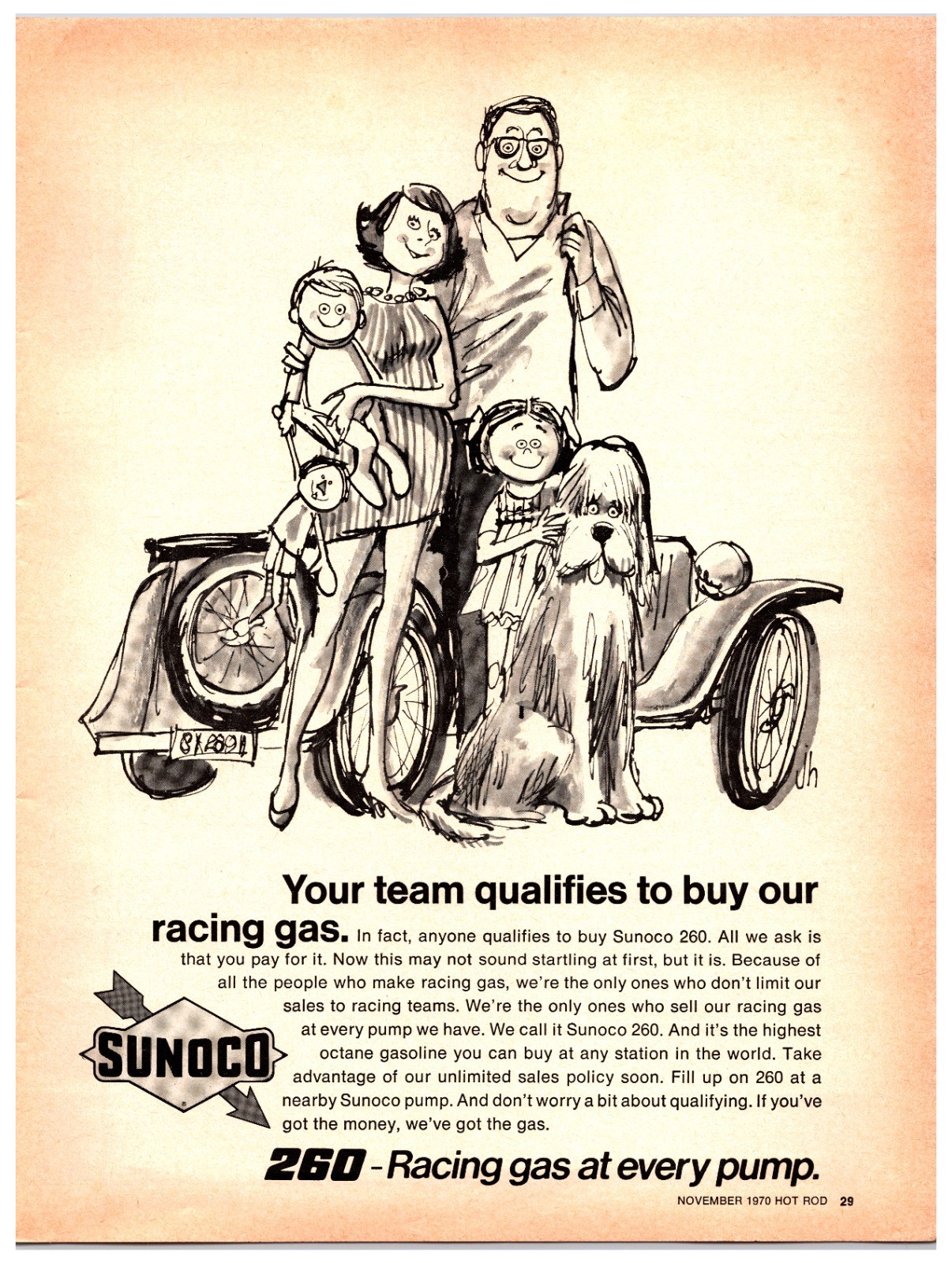 Vintage 1970 Sunoco 260 Racing Gas Fuel – Original Print Ad (8in x 11in)