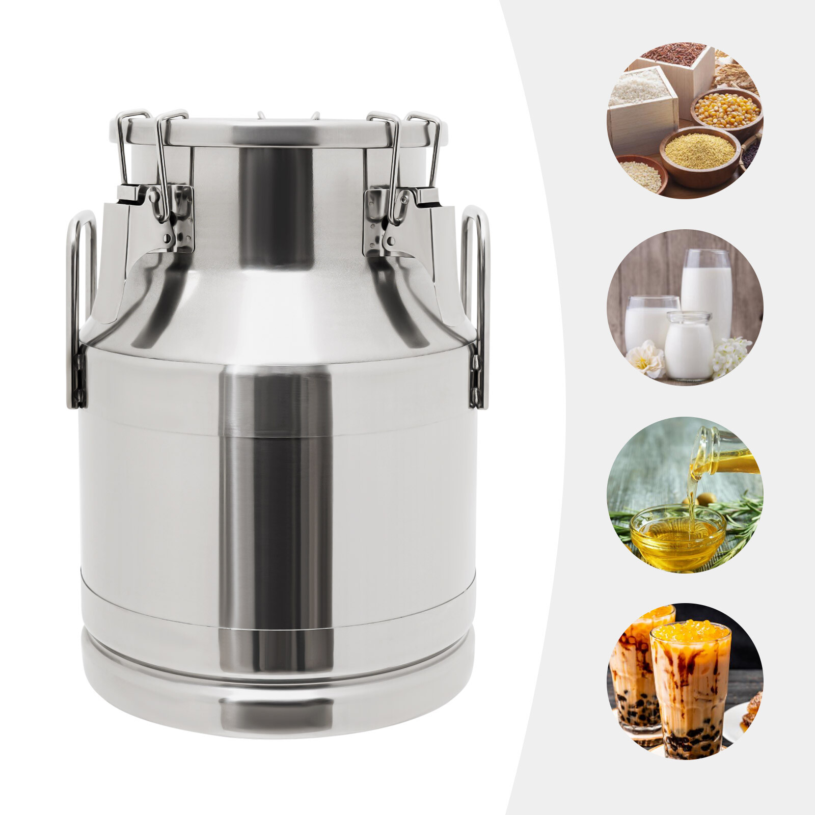 10L Stainless Steel Milk Can Wine Pail Bucket Jug Oil Barrel Canister w/ Lid NEW