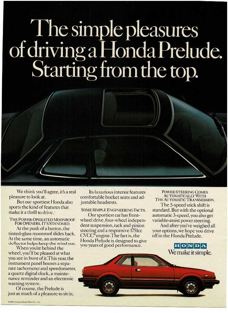 1981 HONDA Prelude red 2-door Vintage Print Ad