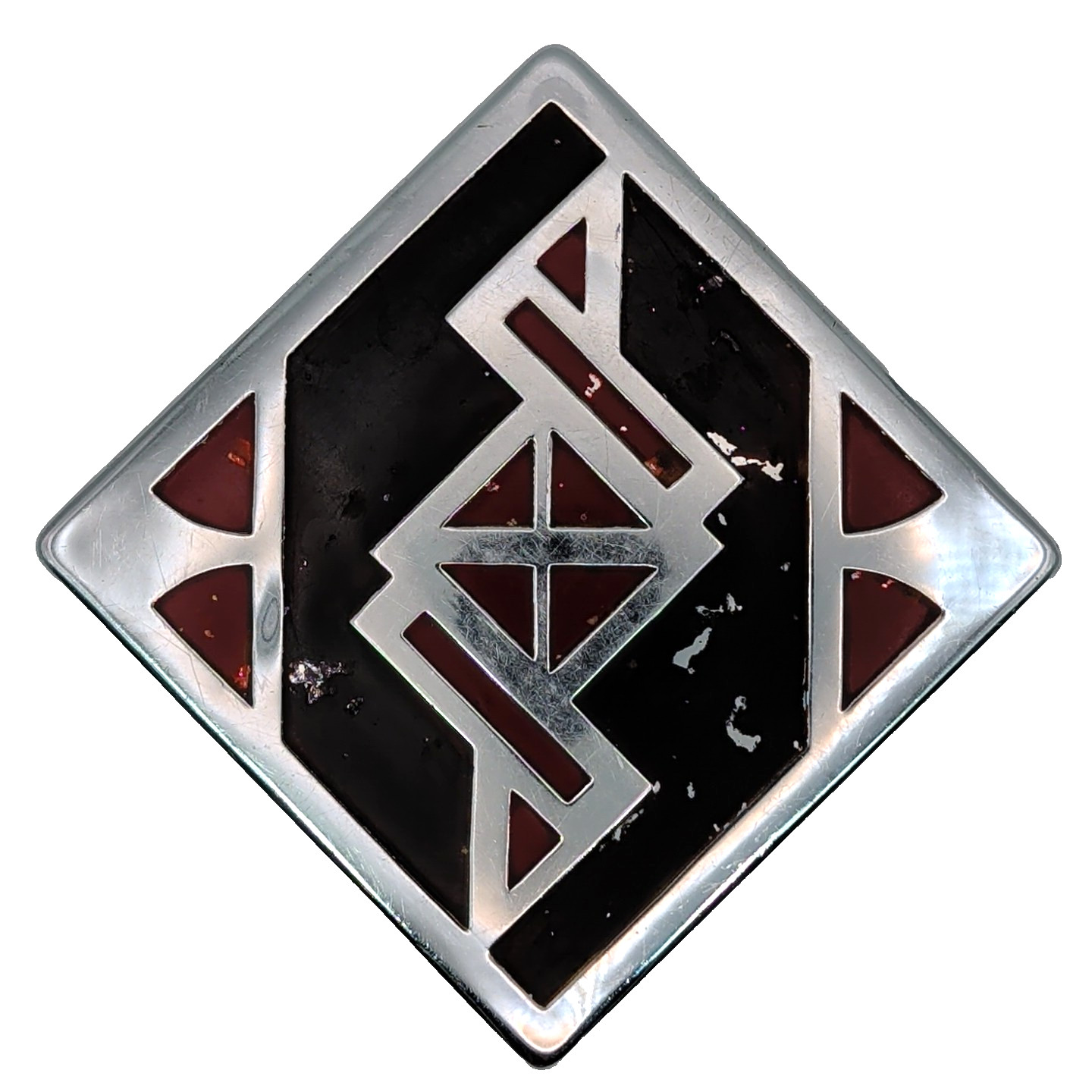 Vintage Art Deco Bauhaus Style Enamel Box Red Black Geometric Modernist c1930s