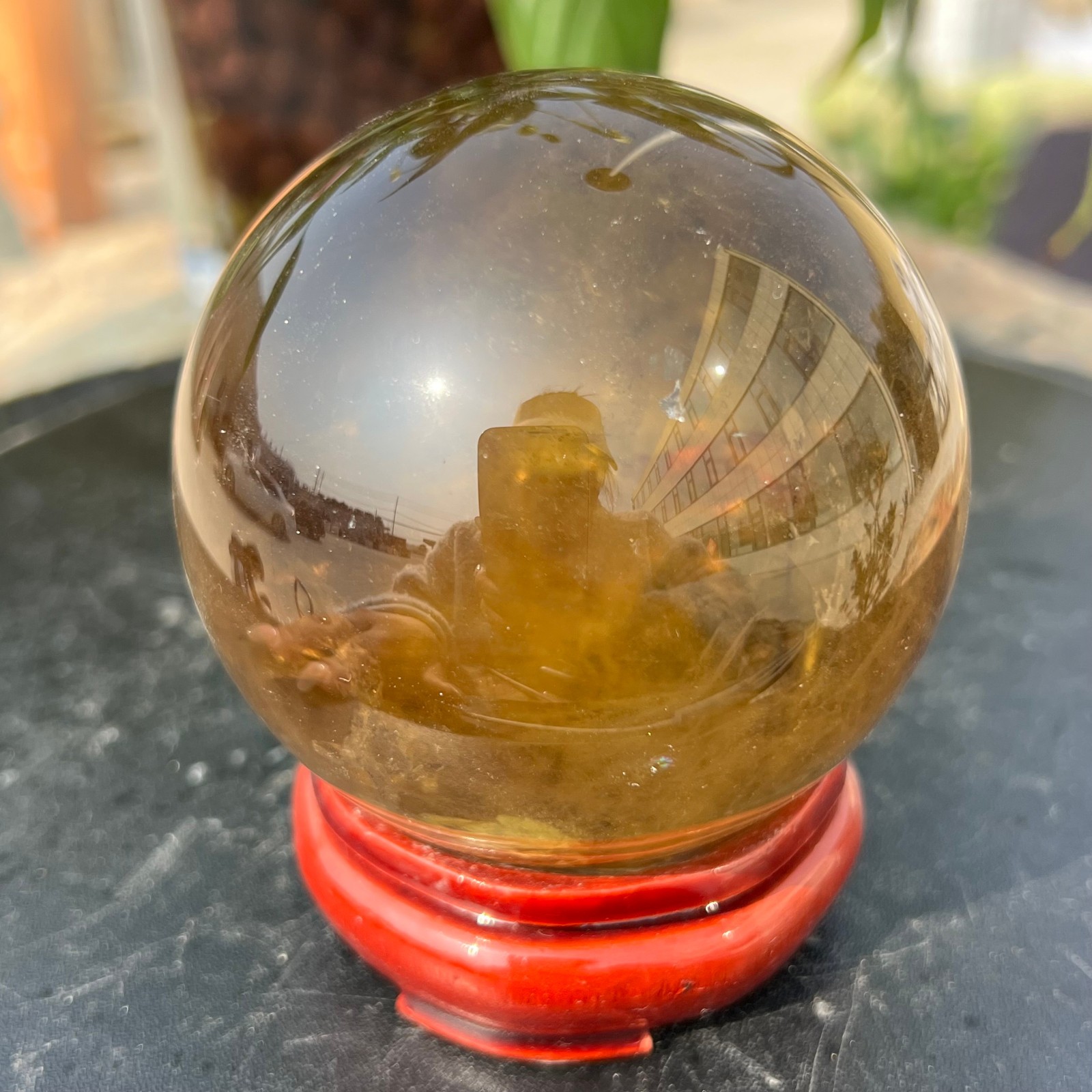 1.5LB Natural Smoky Quartz Crystal Sphere Polished Healing Ball Home Decor