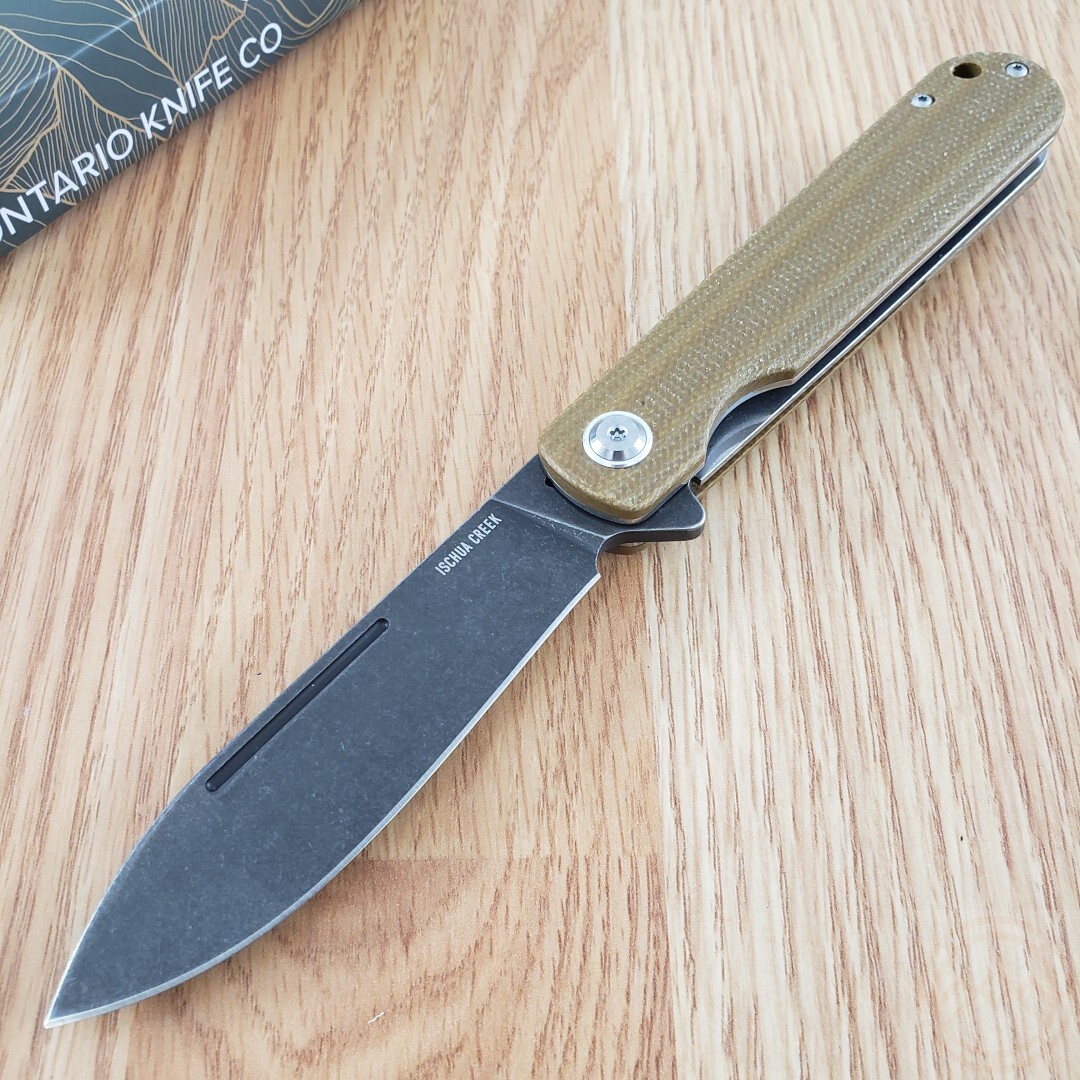 Ontario Ischua Creek Linerlock Folding Knife 3.5″ Stainless Blade G10 Handle