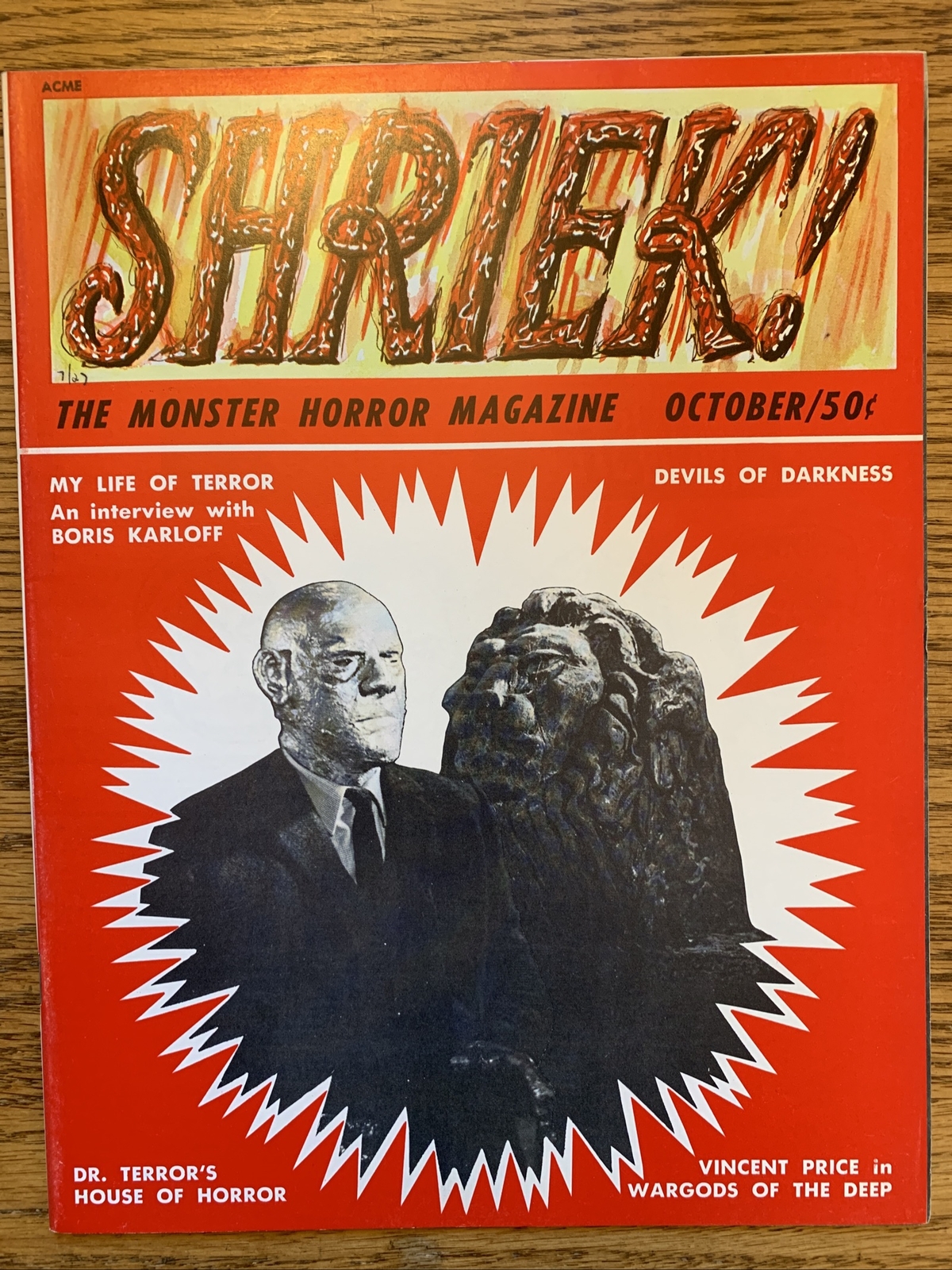 Shriek the Monster Horror Magazine #2 VF Dr Terror Boris Karloff Vincent Price