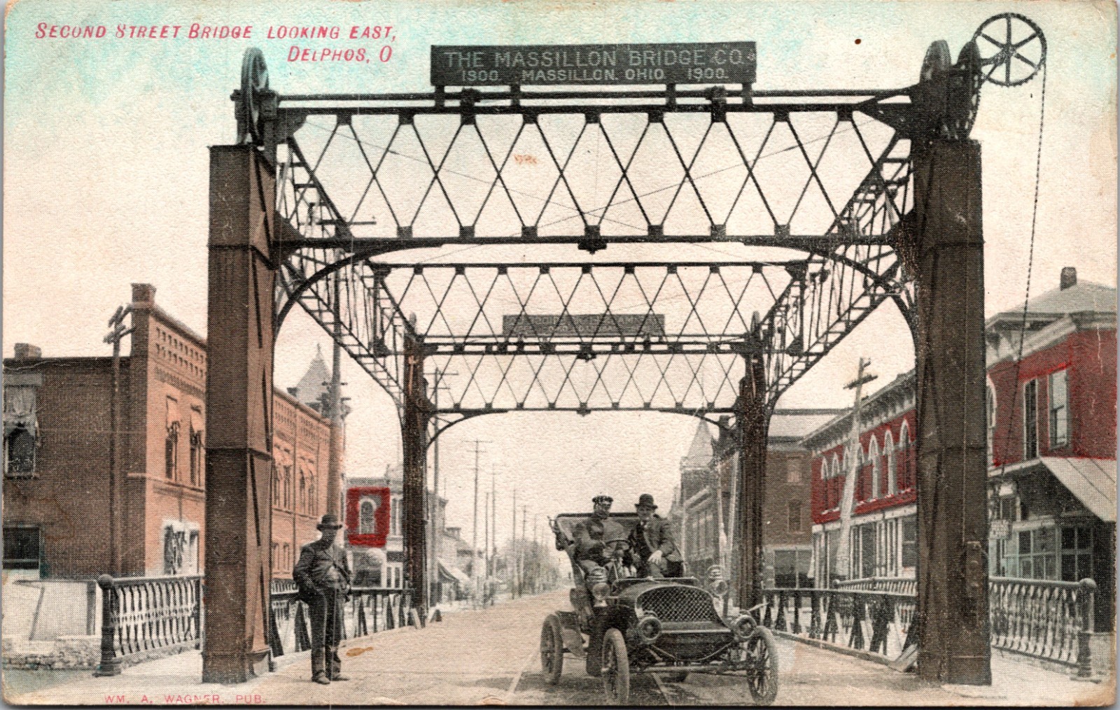 Massillon Bridge Second Street Car Delphos OH Ohio DB Postcard K21