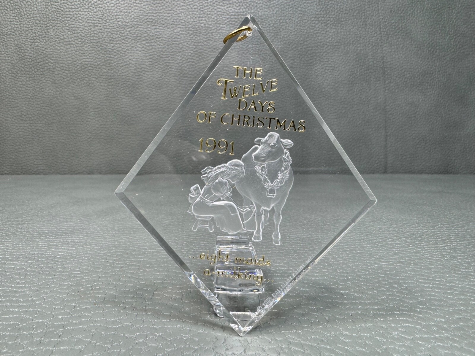 Hallmark 1991 Eight Maids A Milking Acrylic Christmas Ornament