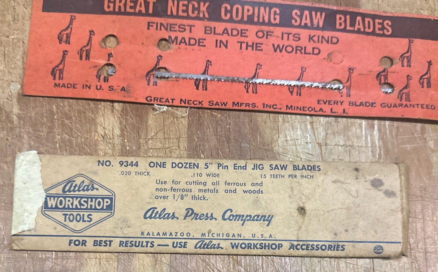 Lot Coping,Jig, Scroll Saw Blades Mixed Great Neck&Delta Atlas Sleeve Empty