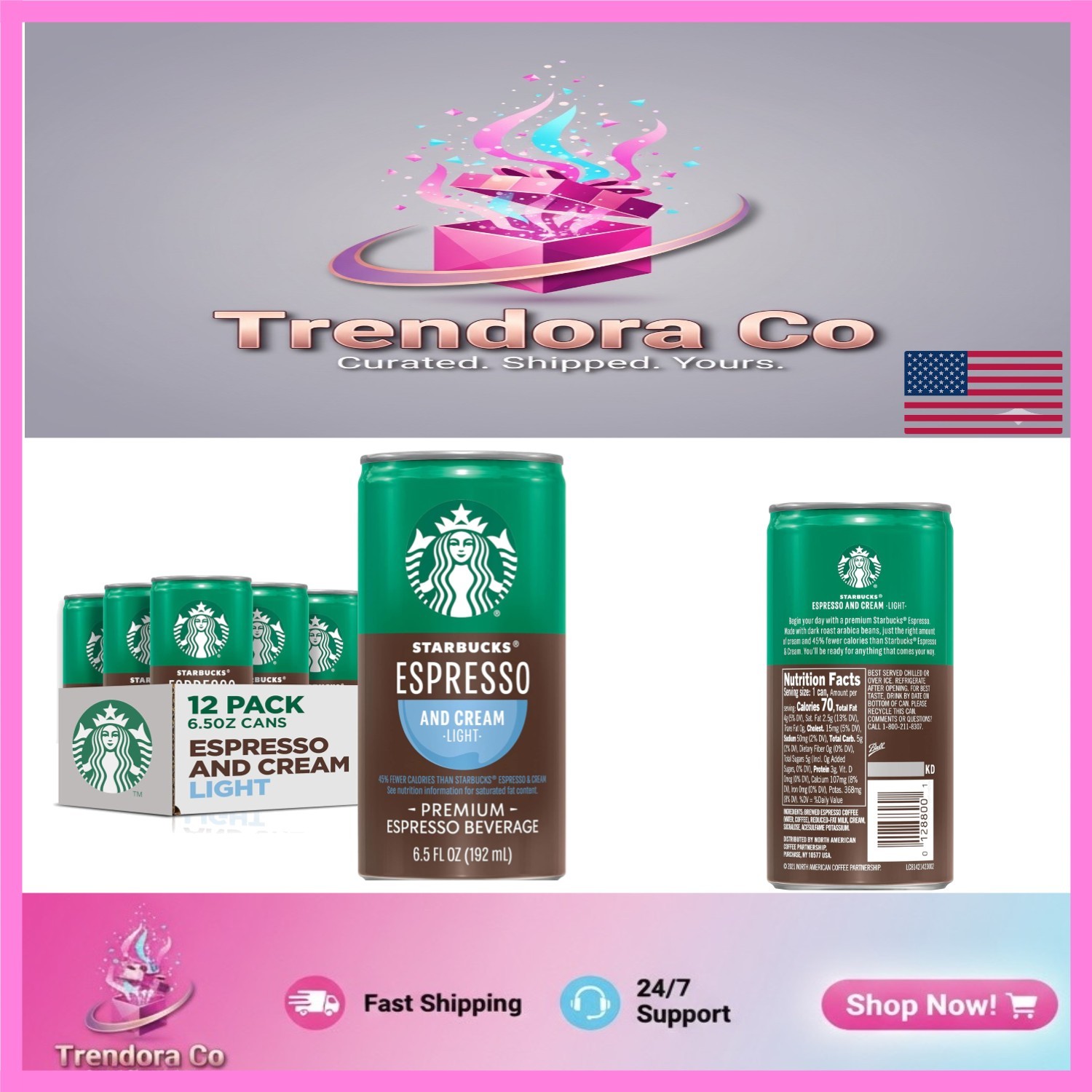 Rich Espresso & Cream Light – 12 Cans of 6.5 Fl Oz, Convenient Anytime Boost