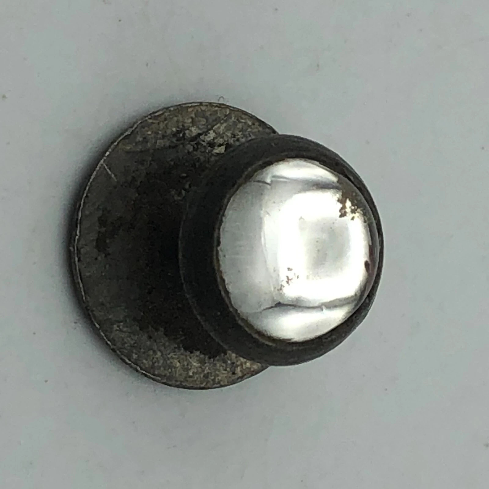 Lapel Button Stud Clear Glass Ball Buttonhole Pin ROUGH POOR Vintage Antique
