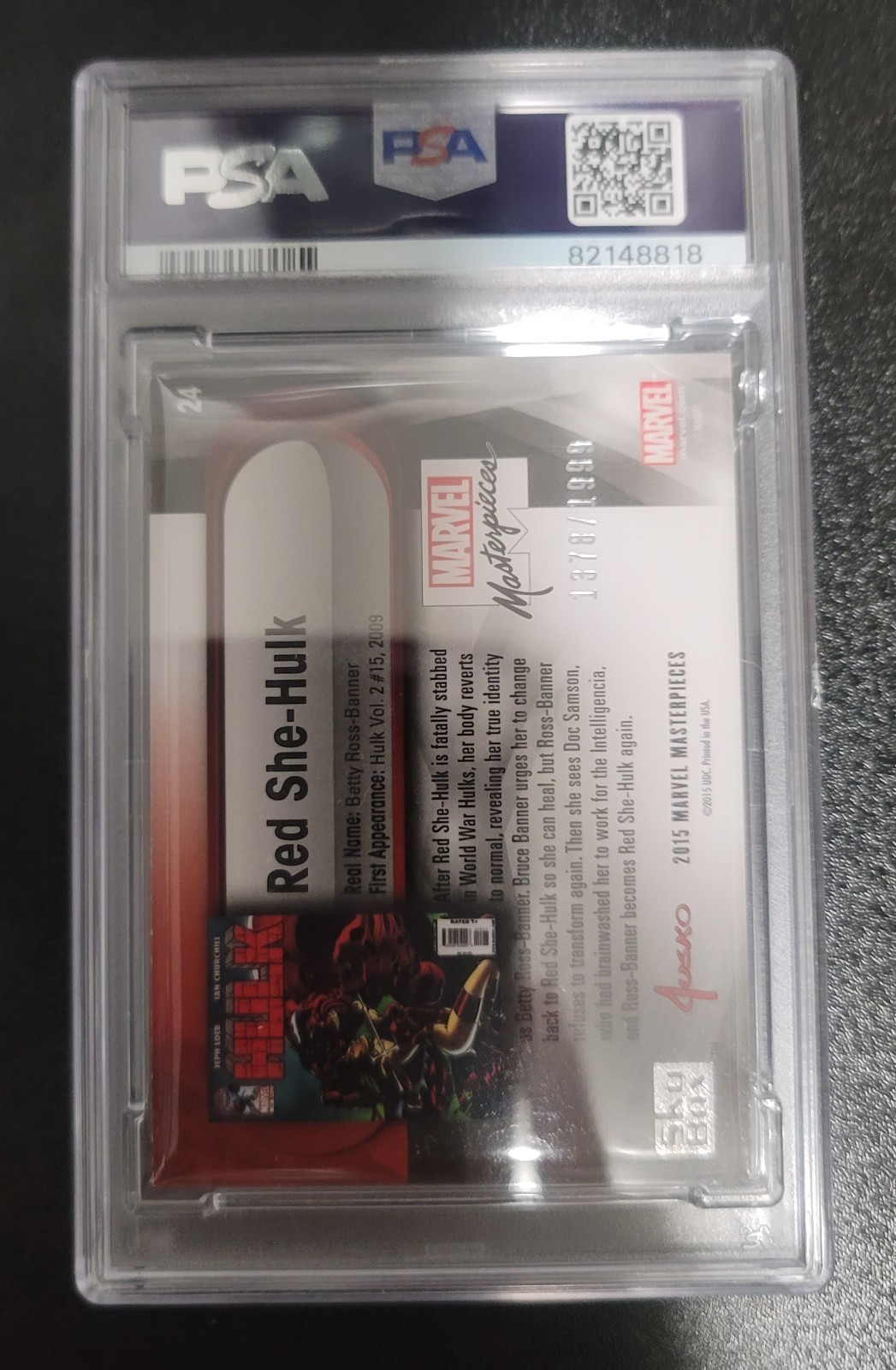 2016 Marvel Masterpieces Red She-Hulk #24 Base Set /1999 PSA 9 MINT🔥🔥🔥