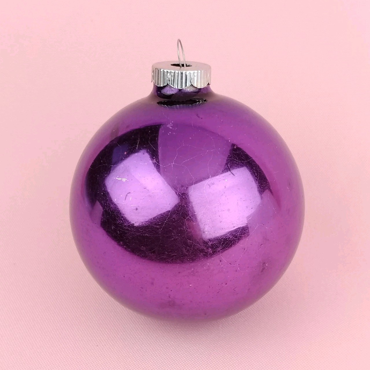 Vintage Solid Purple Shiny Brite Christmas Ornament Made In USA 3.25″ Single HTF
