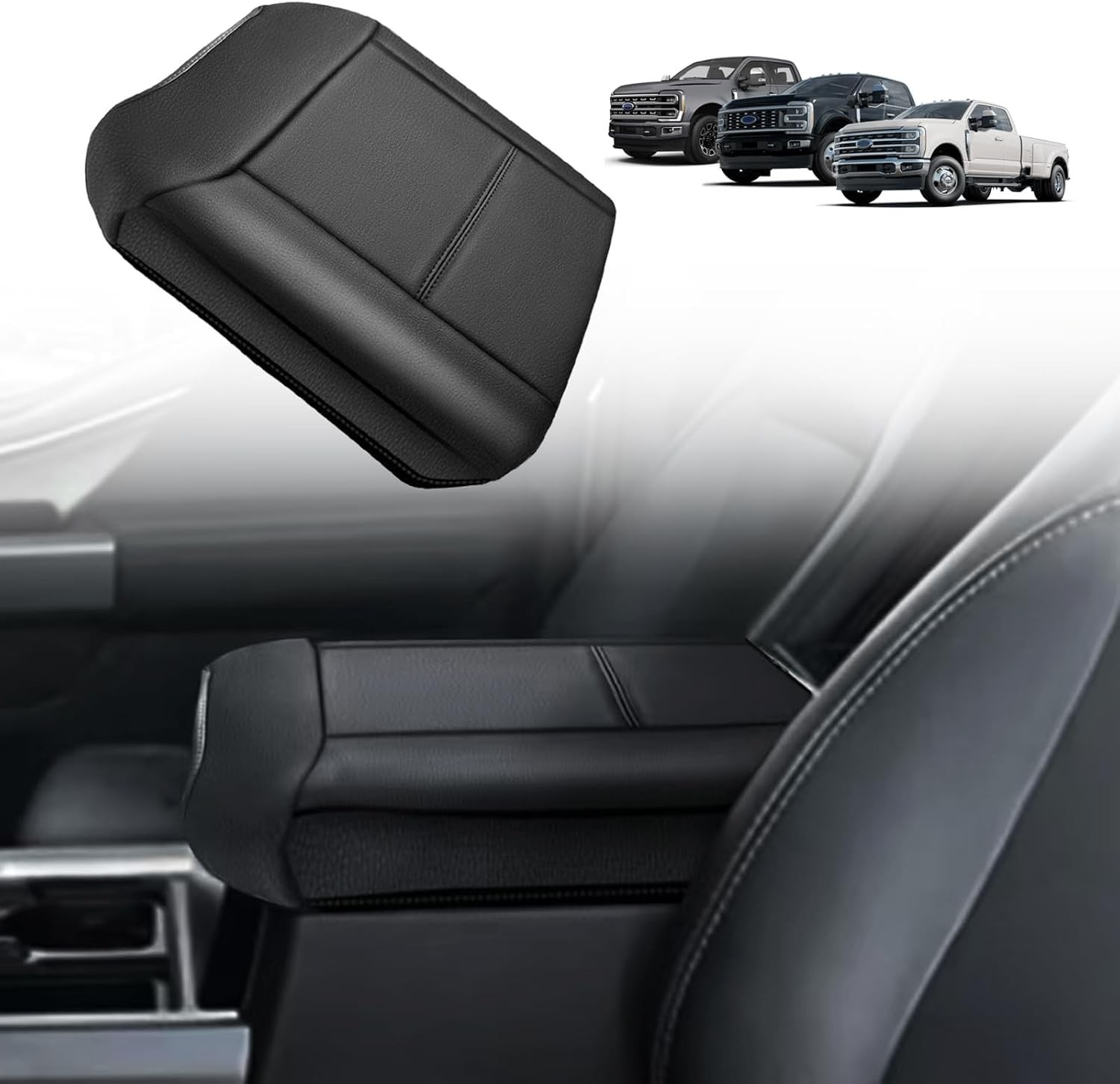Muslogy Center Console Armrest Cover Fit for Ford F250 F350 F450 2023-2025 2026