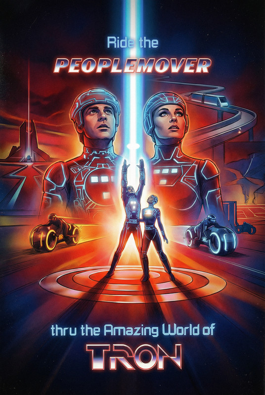 Disneyland World of Tron Peoplemover Art Poster 11×17 Glossy Print
