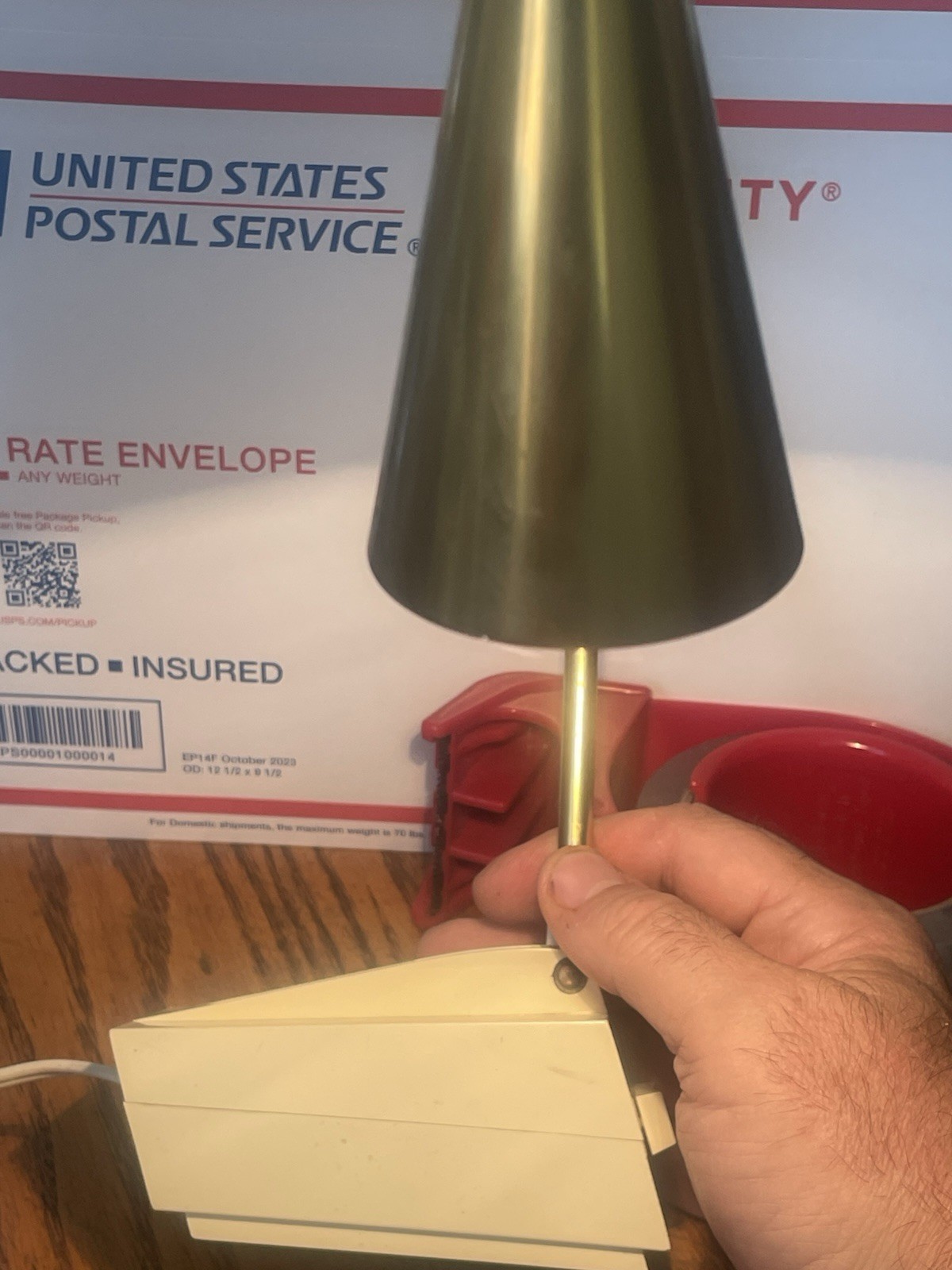 Tensor Diax #7100 Vintage MCM Beige & Gold Adjustable Desk or Wall Mount Lamp