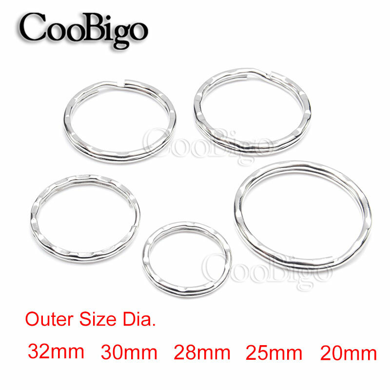 Silver Wavy Key Rings Key Chain Split O-Rings Backpack Part Outter Dia.20mm~32mm