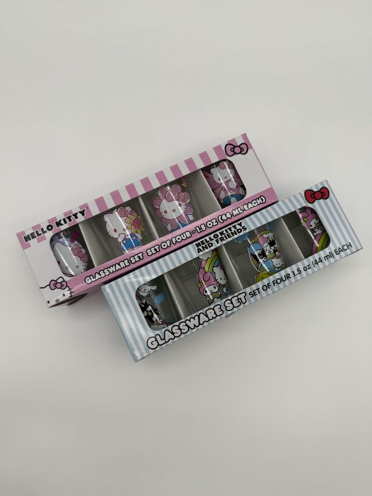 Hello Kitty and Friends Shot Glass Set 1.5 oz Four-Piece Multicolor Painted