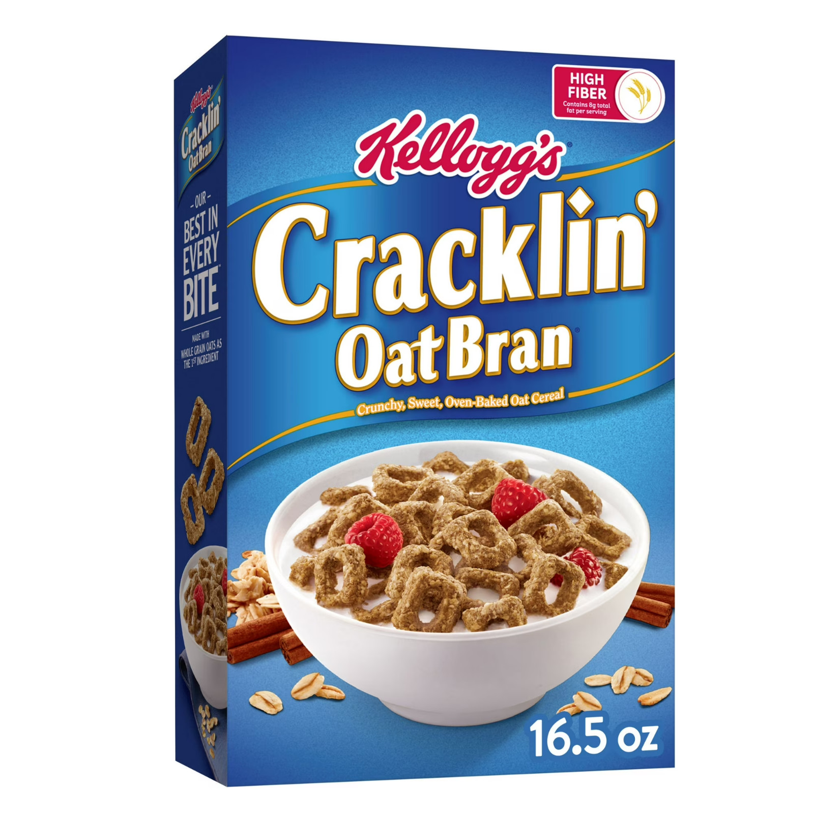 Kellogg’s Cracklin’ oat Bran Breakfast Cereal Fiber Cereal Family Cereal….