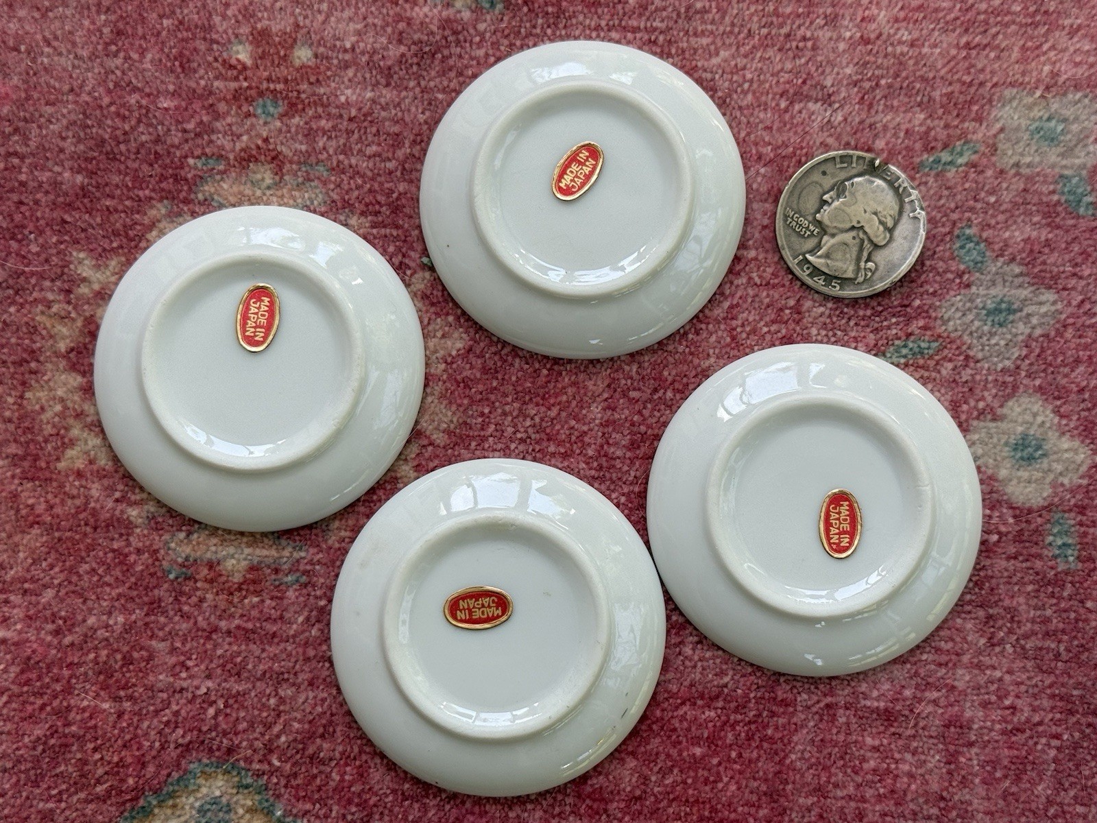 Vintag Set 4 Mini Plates Porcelain Pastel Colors Spring Summer Winter Fall Japan