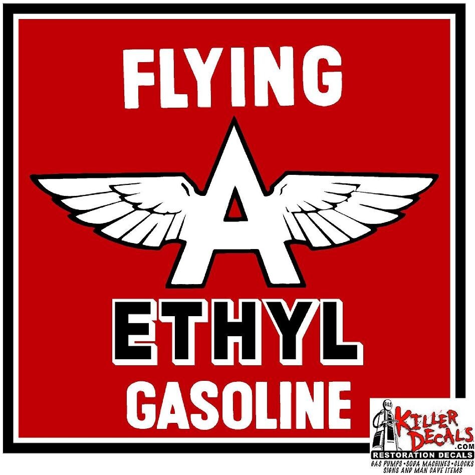 (FLYI-12) 12″ FLYING A ETHYL GASOLINE VINYL DECAL FOR MAKING SIGNS