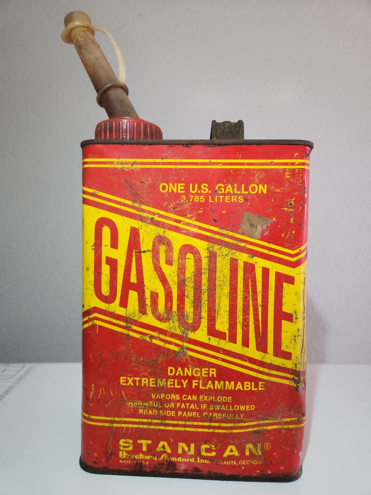 Stancan Gasoline Can Standard Container Co Car USA Movie Prop Empty Vintage