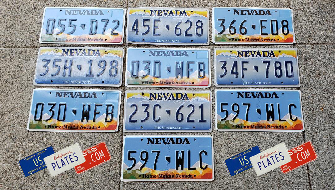 10 NEVADA DIFFERENT GRAPHIC LICENSE PLATES TAGS BULK SET LAS VEGAS CASINO LOT