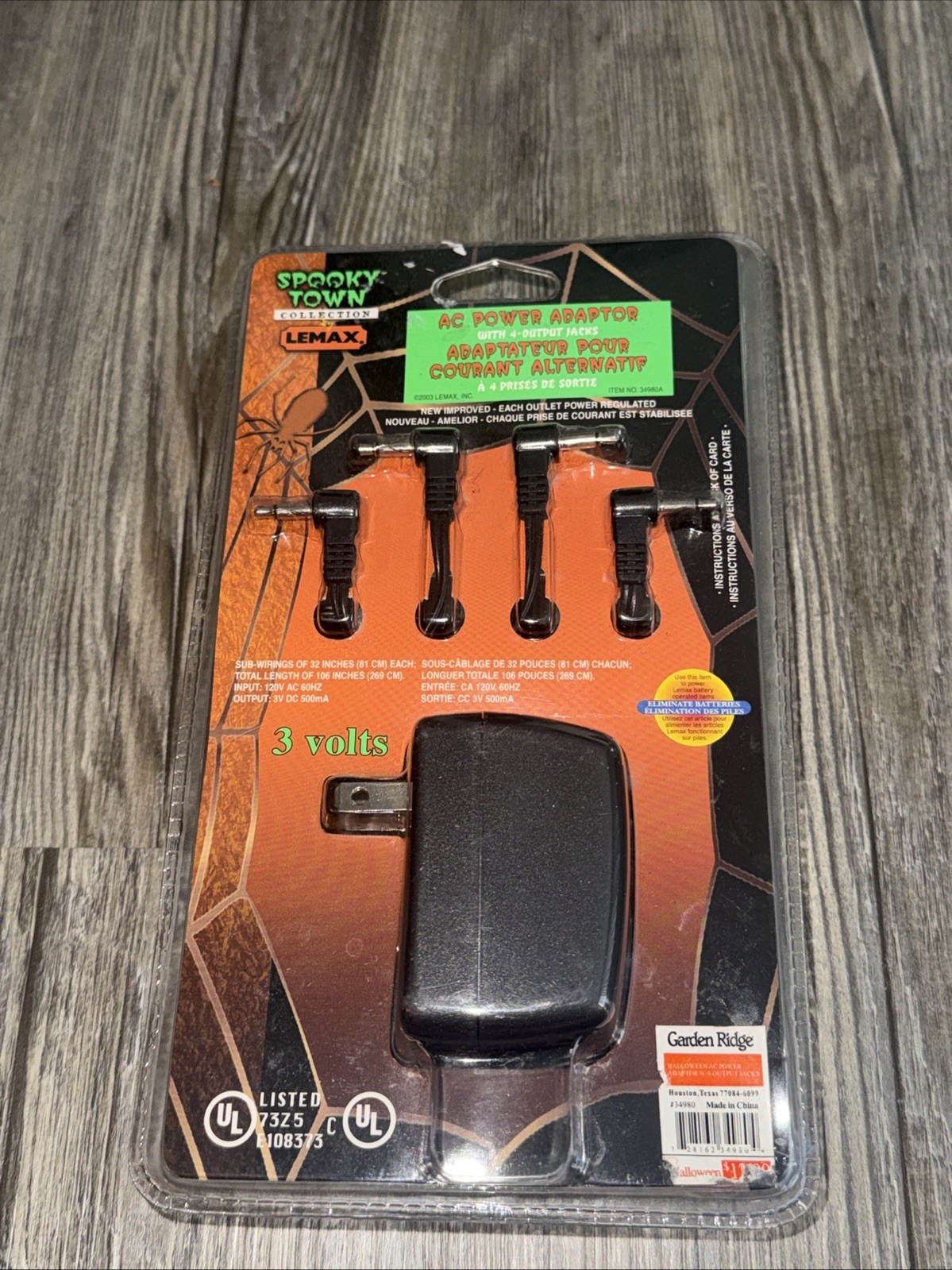 Spooky Town Lemax AC Power Adapter With 4 Output Jacks 3 Volts NEW