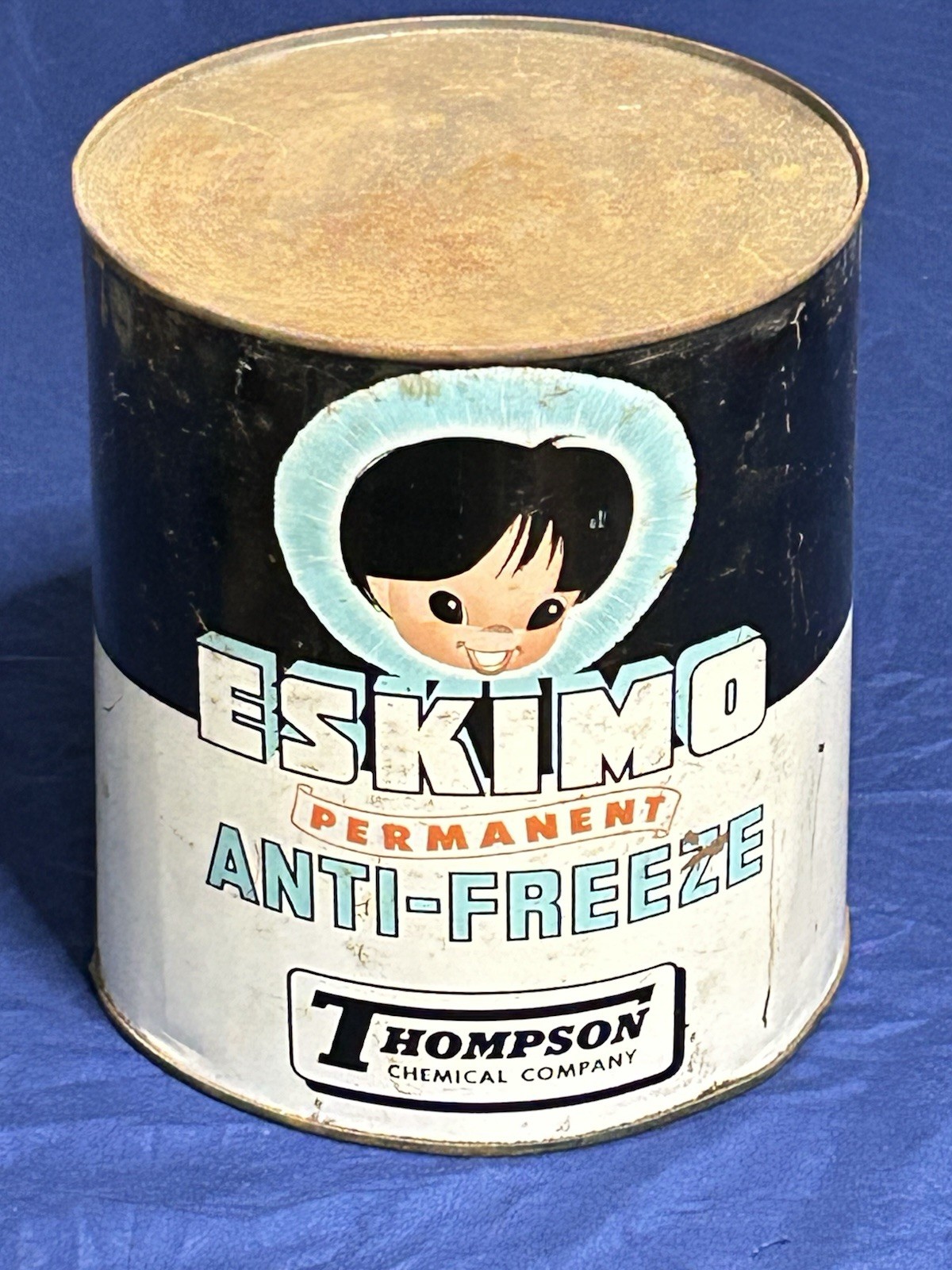1940s 1 Gallon Metal Can Eskimo Permanent Anti-Freeze Thompson Chemical Company
