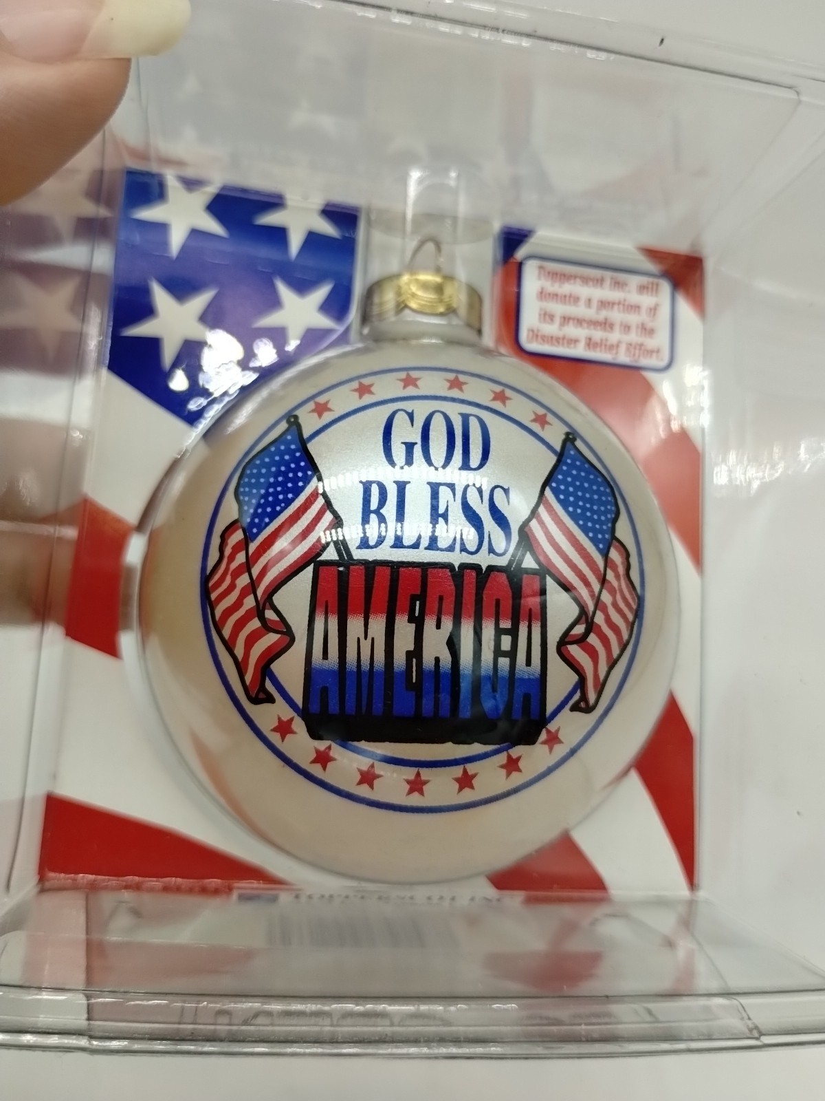 God Bless America Patriotic Christmas Ornament Topperscot Made In USA