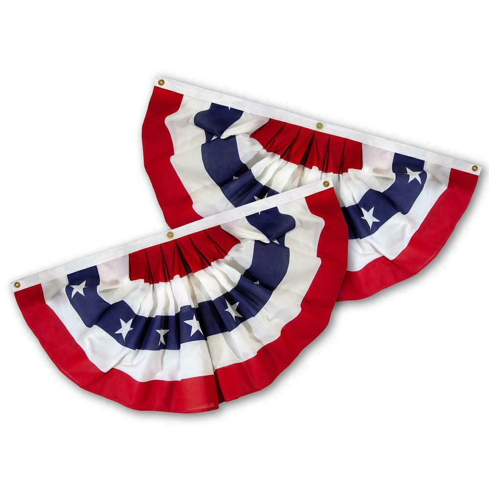 (2 Pack) 3×5 Ft USA AMERICAN BUNTING FLAG Americana PARADE BANNER bunting