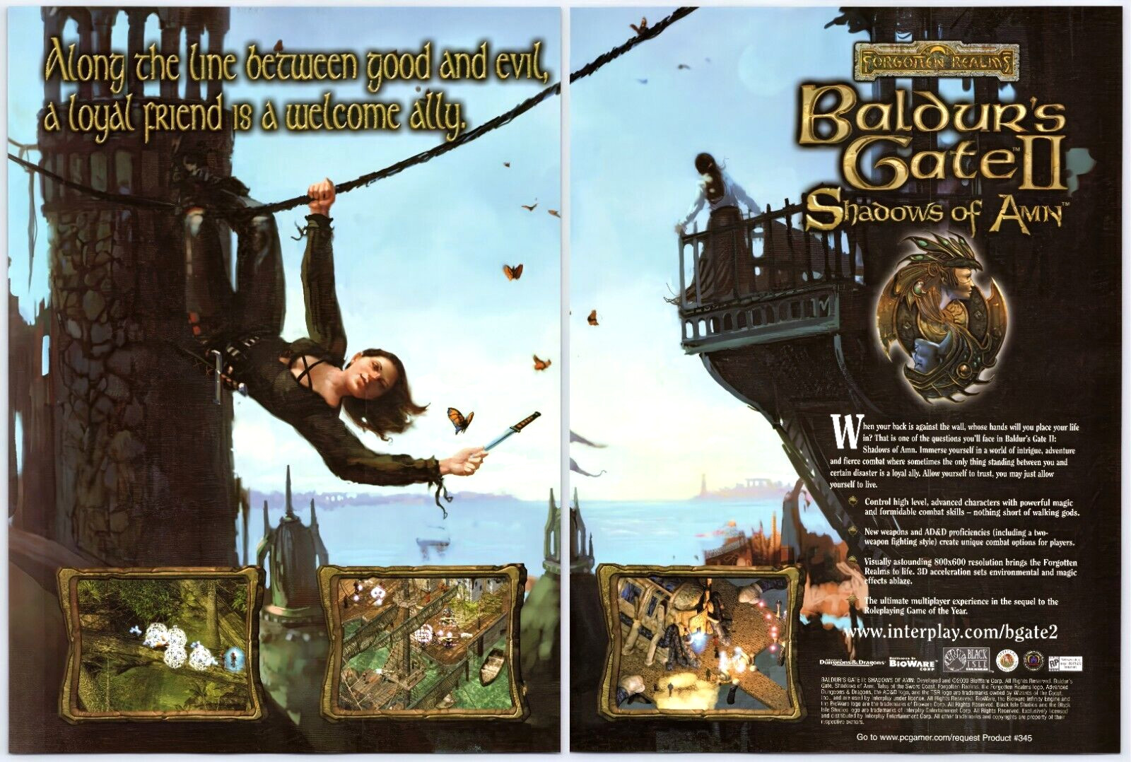 Baldur’s Gate II: Shadows of Amn – PC – Original Print Ad/Poster Promo 2000