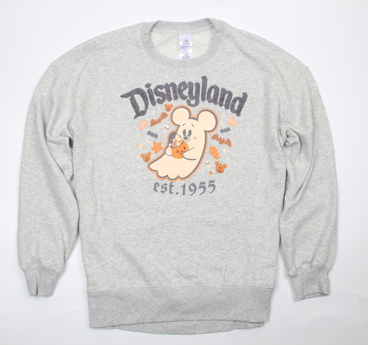 2025 Disneyland Halloween Ghost Mickey Gray Crewneck Sweater Size Medium