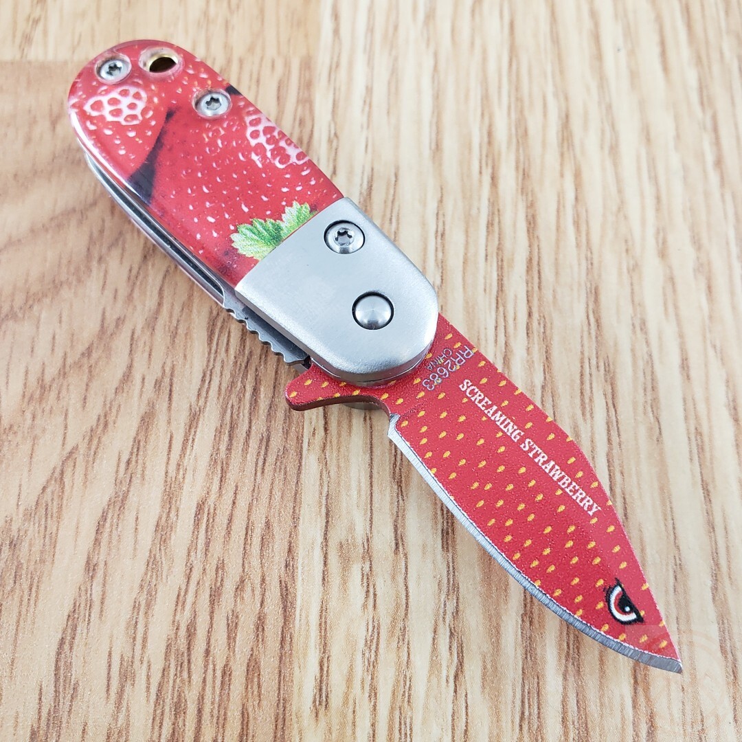 Rough Ryder Strawberry Folding Knife 1.38″ Stainless Steel Blade Acrylic Handle