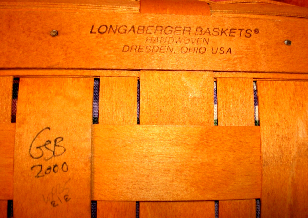 LONGABERGER – OBLONG BREAD BASKET W/ INSERTS – 15″ x 8″ x 4″ – 2000