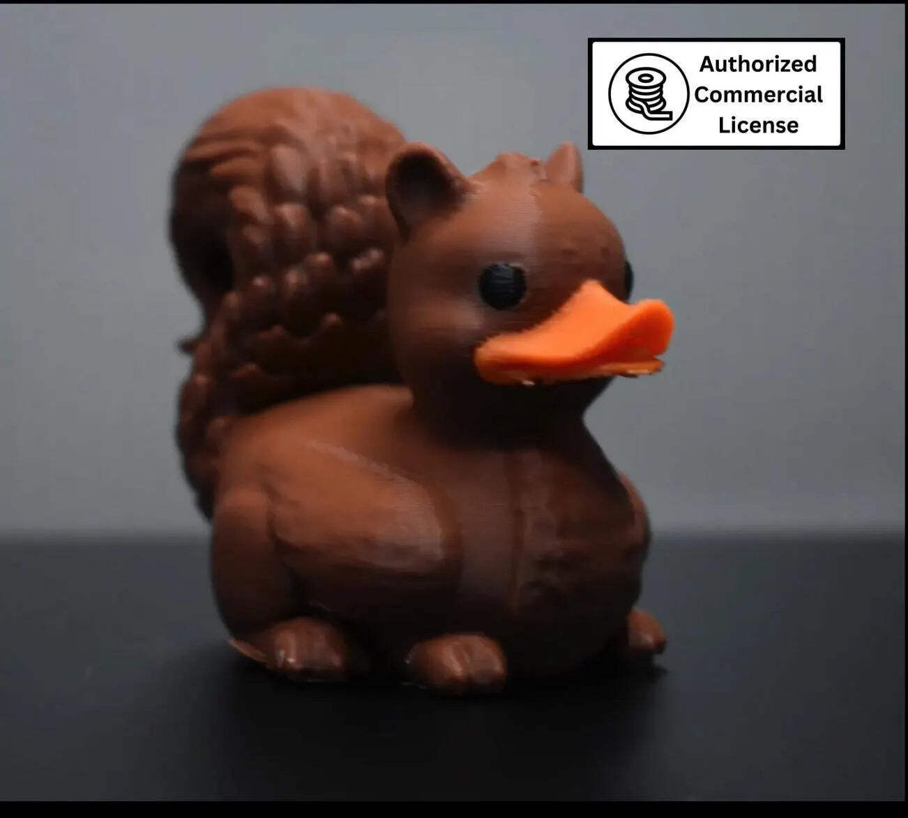 Squirrel Duck – 3D-Printed Duck with Tail, Ears & Woodland Forest Charm