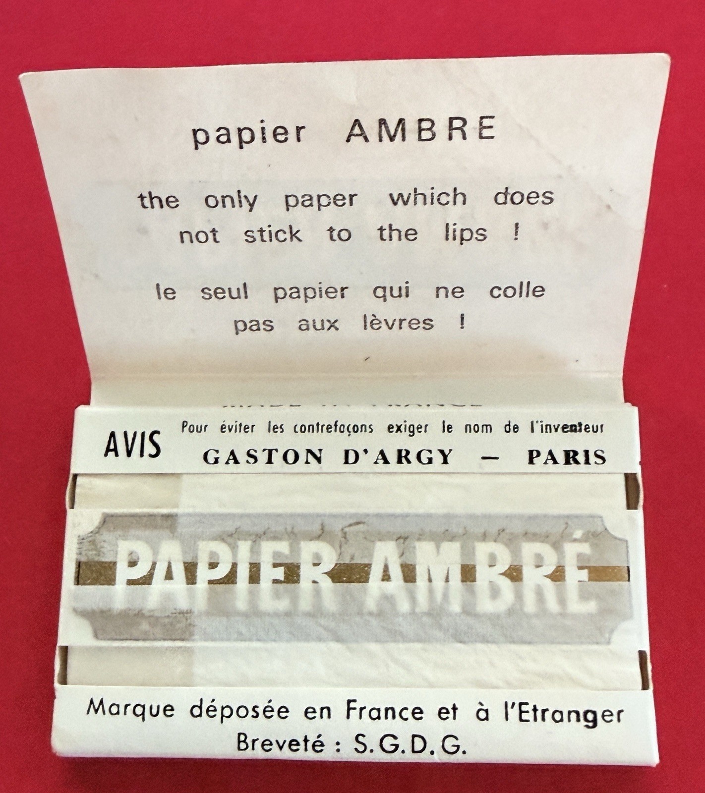 Papier Ambre by Gaston D’Argy Paris France Rolling Papers Vintage 1968 Head Shop