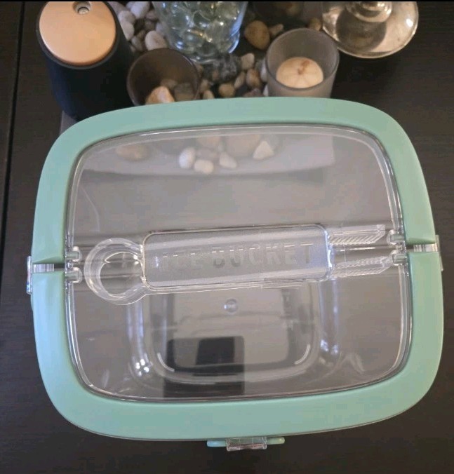 5L Portable Ice Cube Storage Bin, Clear Ice Bucket with Lid & Tong