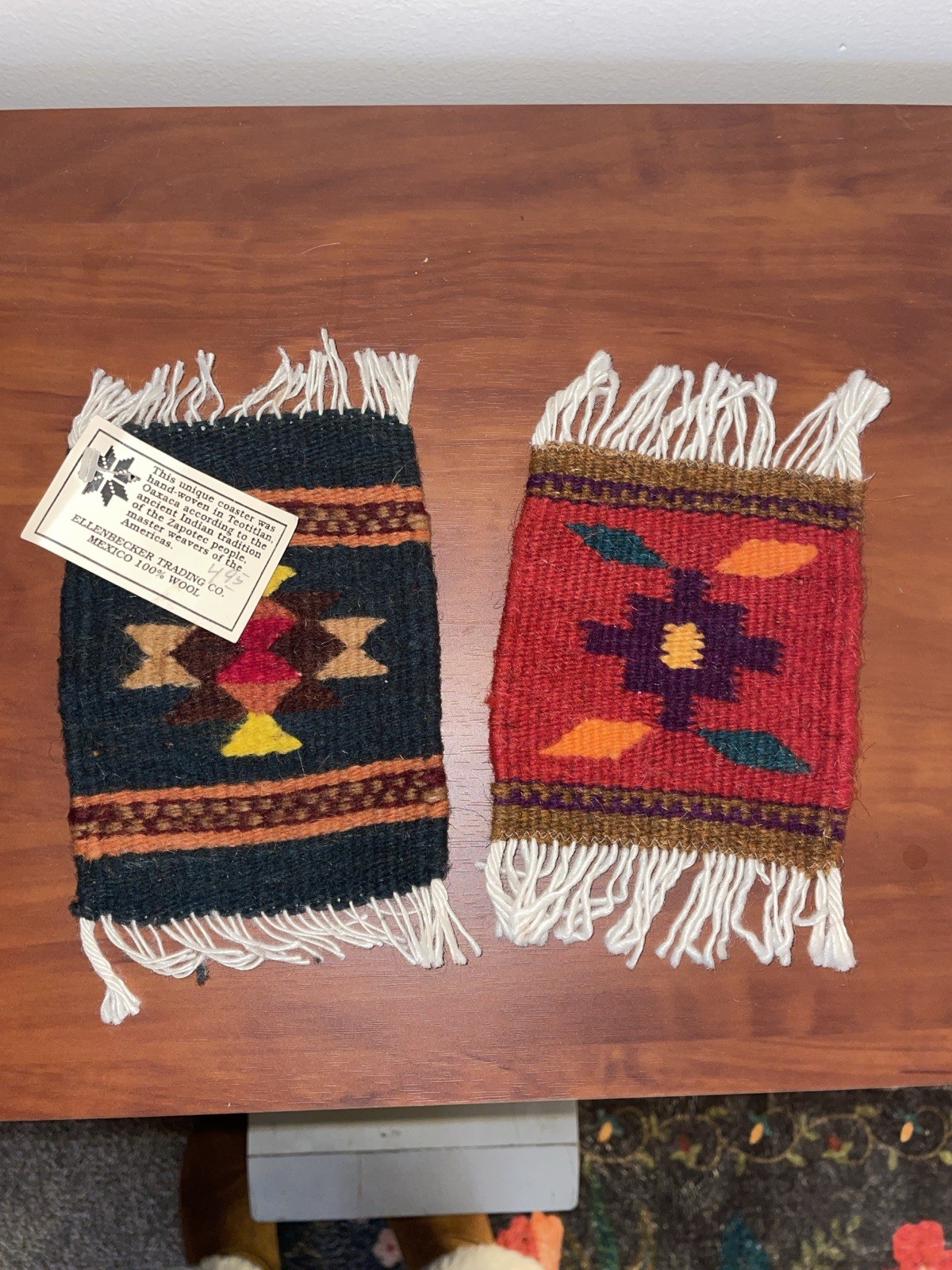 Zapotec hand-woven wool coaster, trivet,small rug. Great For Dollhouse Area Rugs