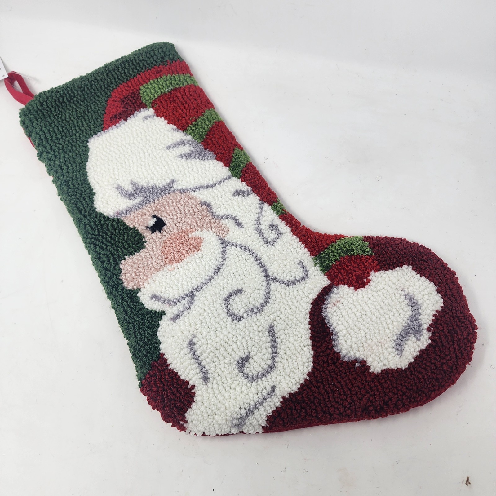 Santa Claus Christmas Stocking Latch Rug Hook Loop Pile 11″ x 18″ New with Tag