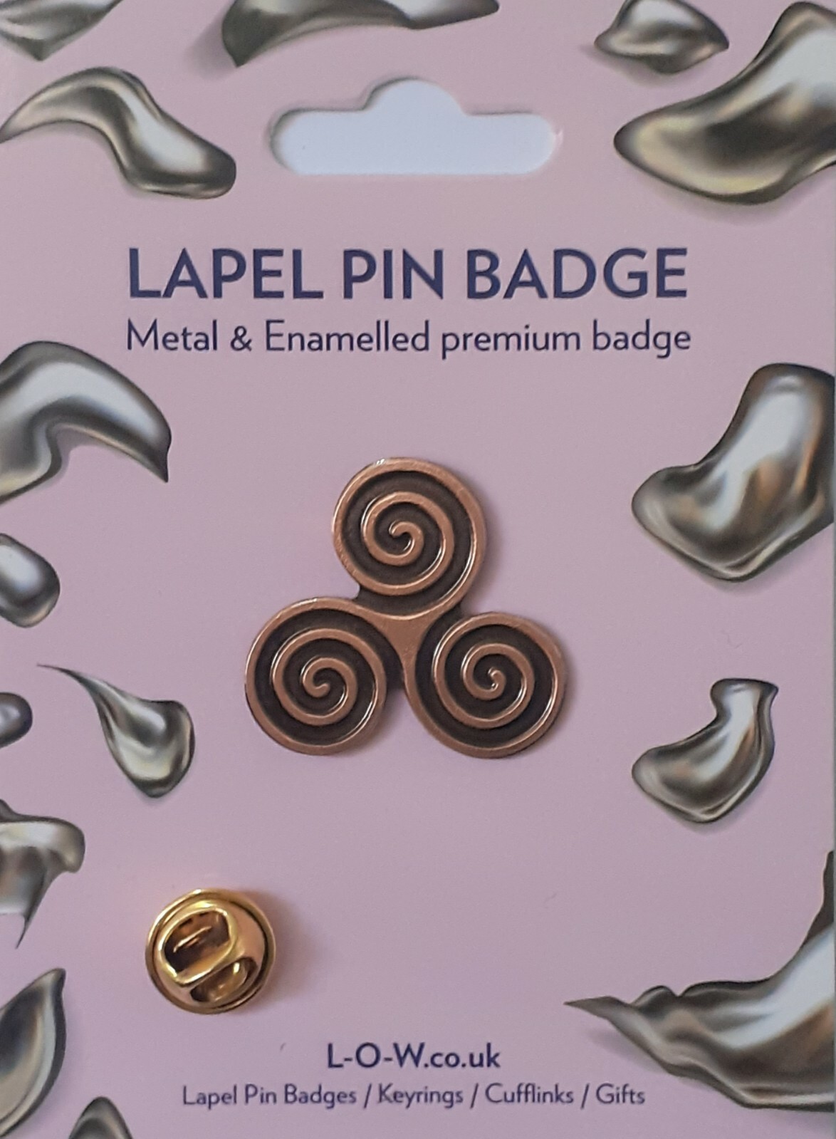 Celtic Triple Spiral Metal & Enamelled Novelty Lapel Pin Badge JKB14-45