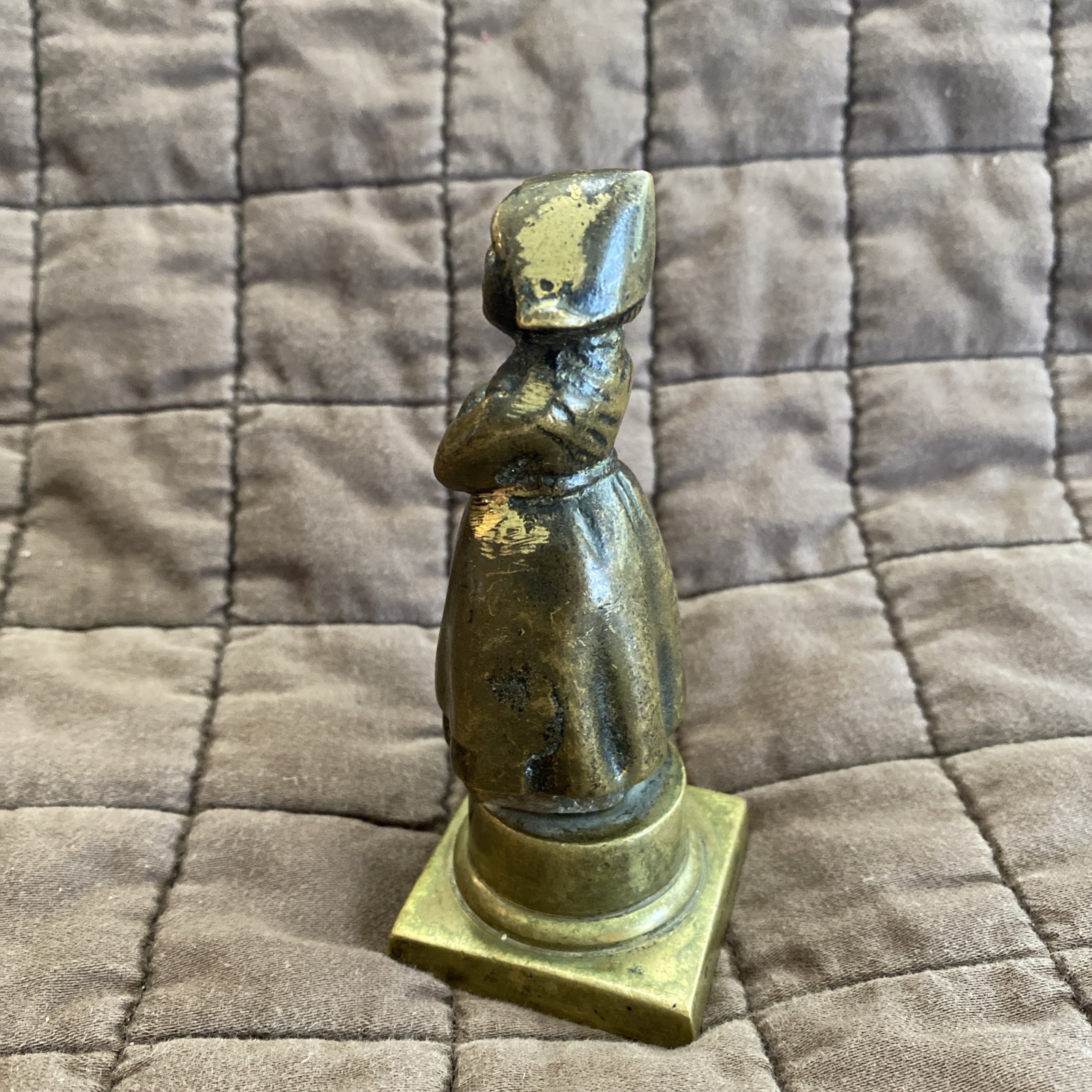 Vintage Solid Brass Victorian Lady Figurine