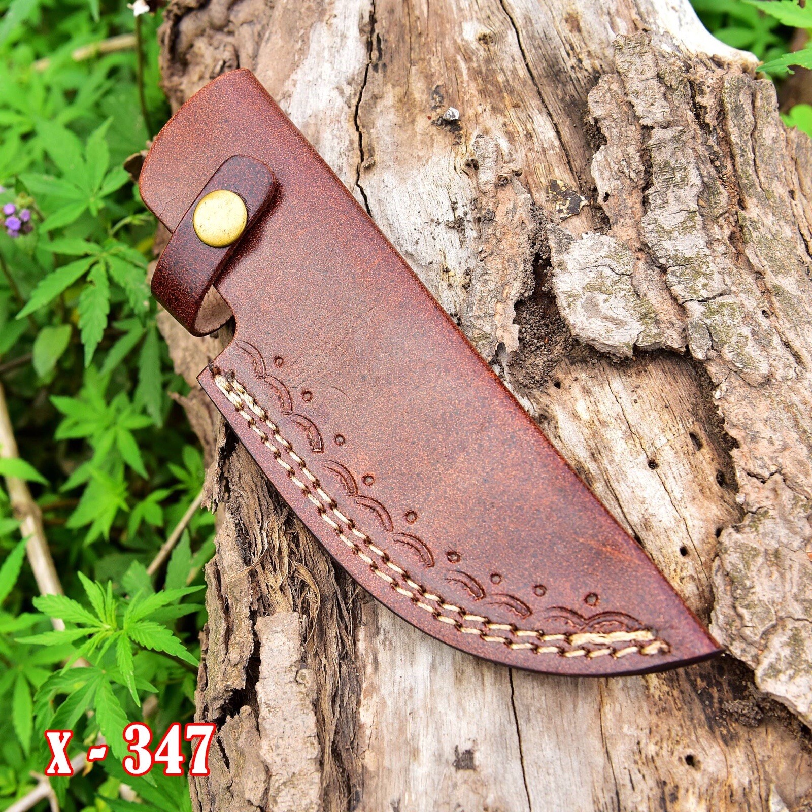 Handmade Genuine Leather Sheath Fixed Hunting Blade Knife Engraved Belt Loop 347